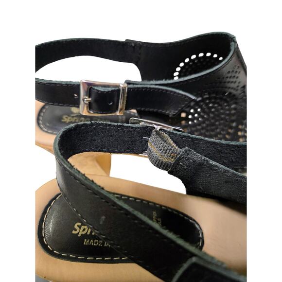 Spring Step Comfort 3" Cork-Heel Black-Perforated-Leather Women 41-10.5 Sandals - Picture 5 of 7